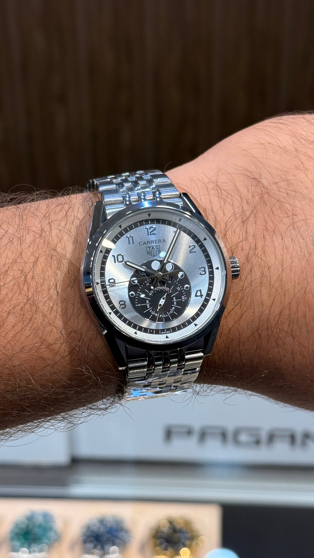 Silver with white Dial.