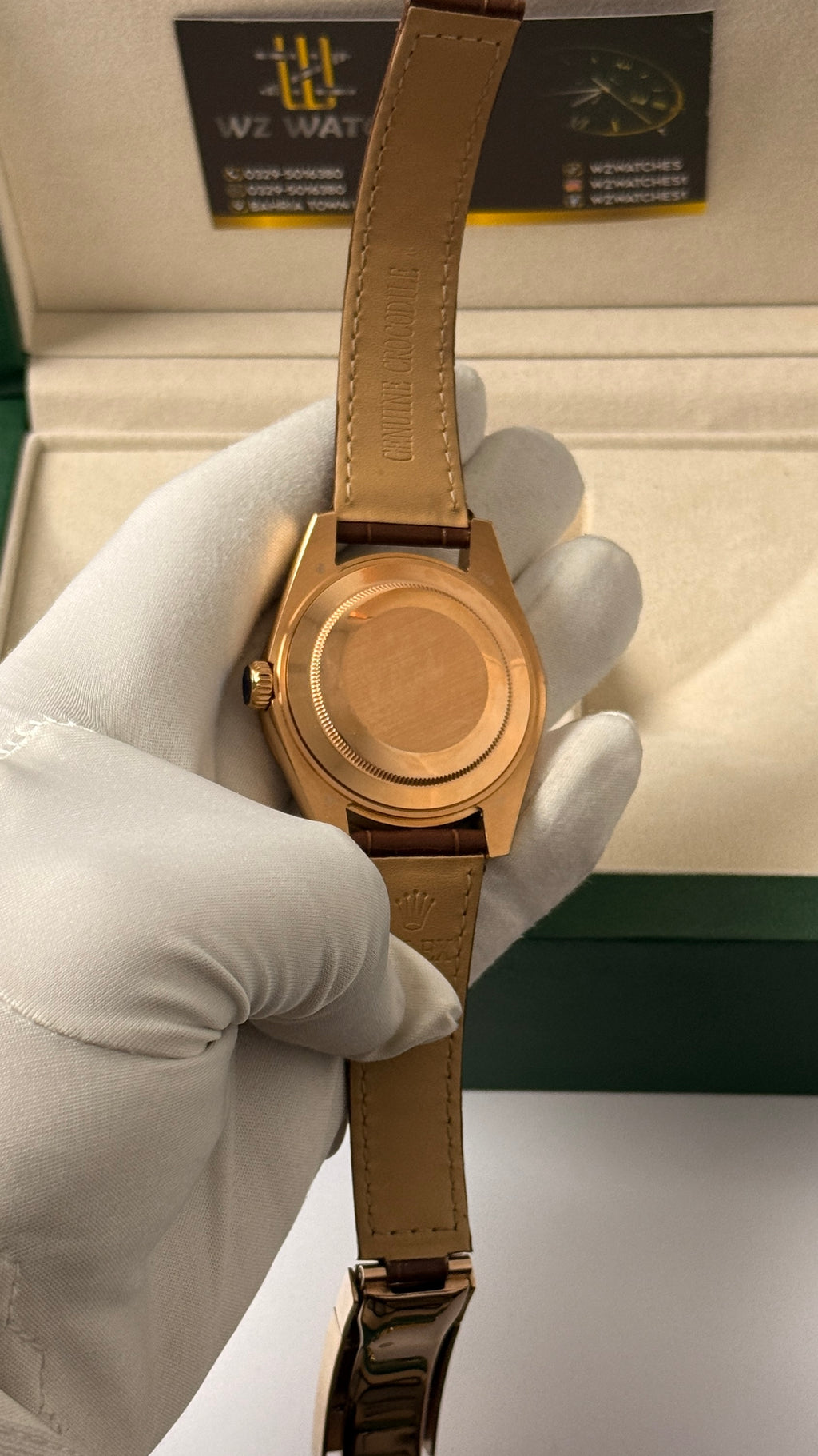Rose gold with green Dial.