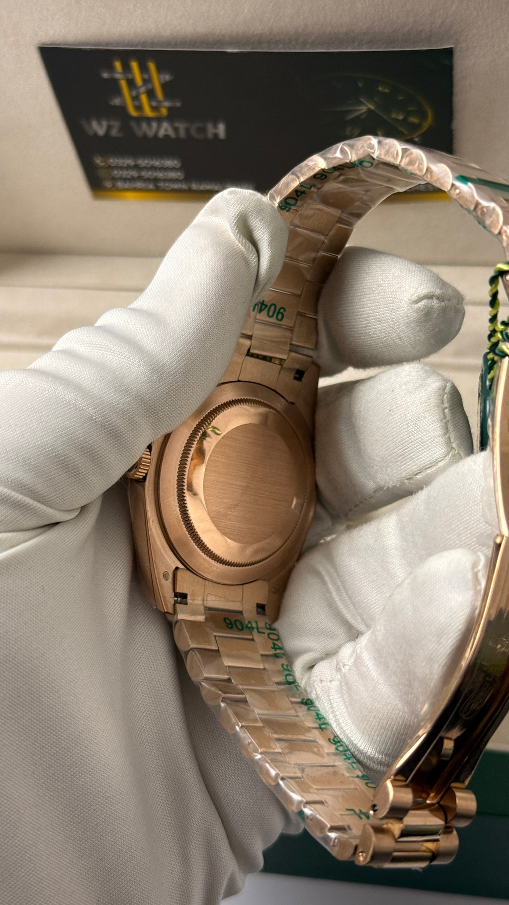 Rose Gold with green Dial.