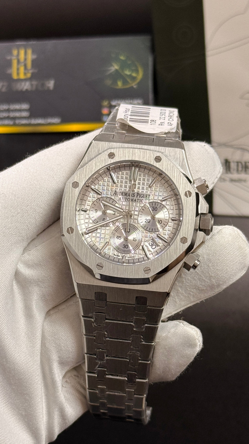 Silver with grey dial