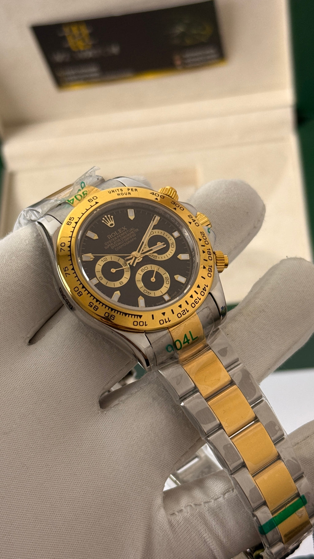 Yellow gold two tone with black dial
