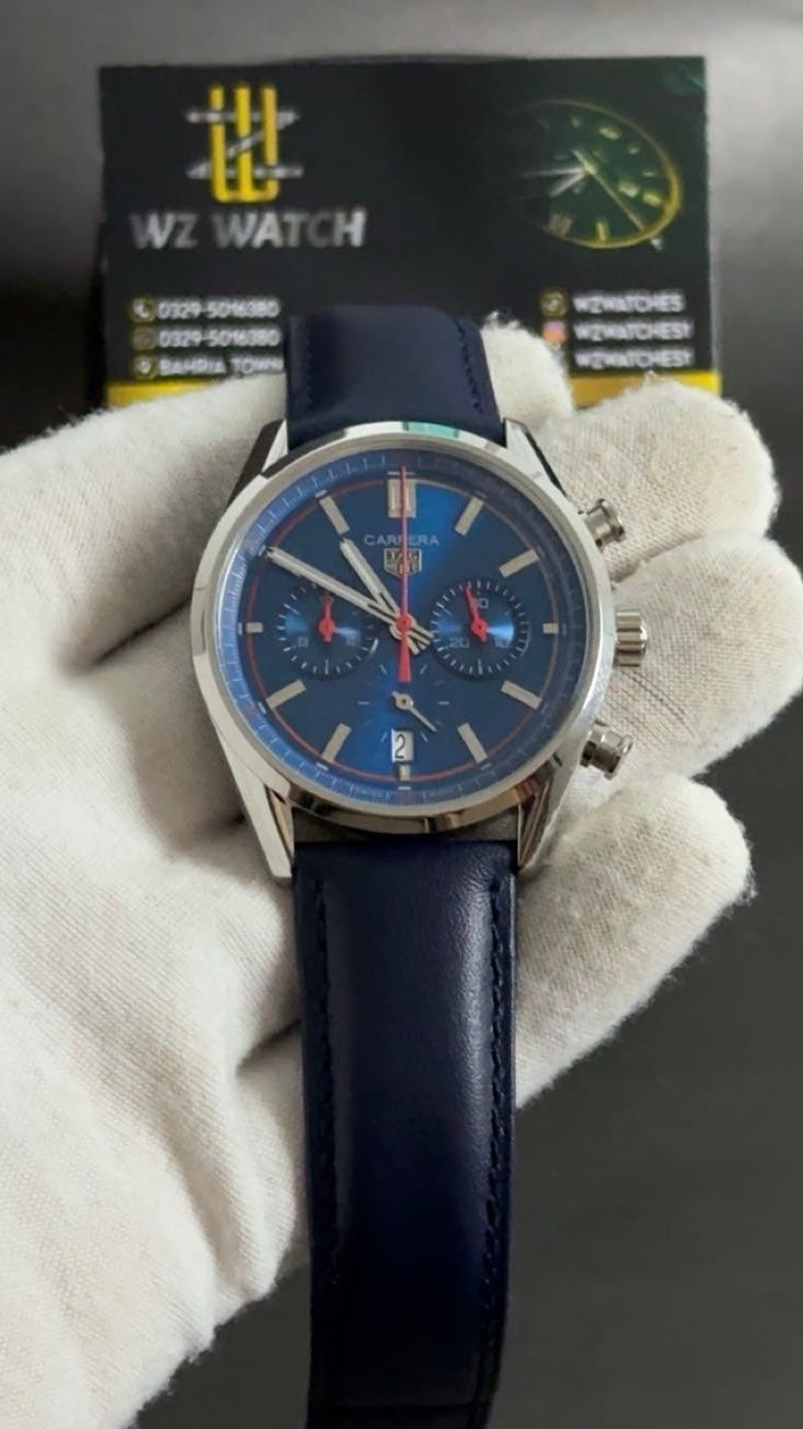 Silver with blue Dial