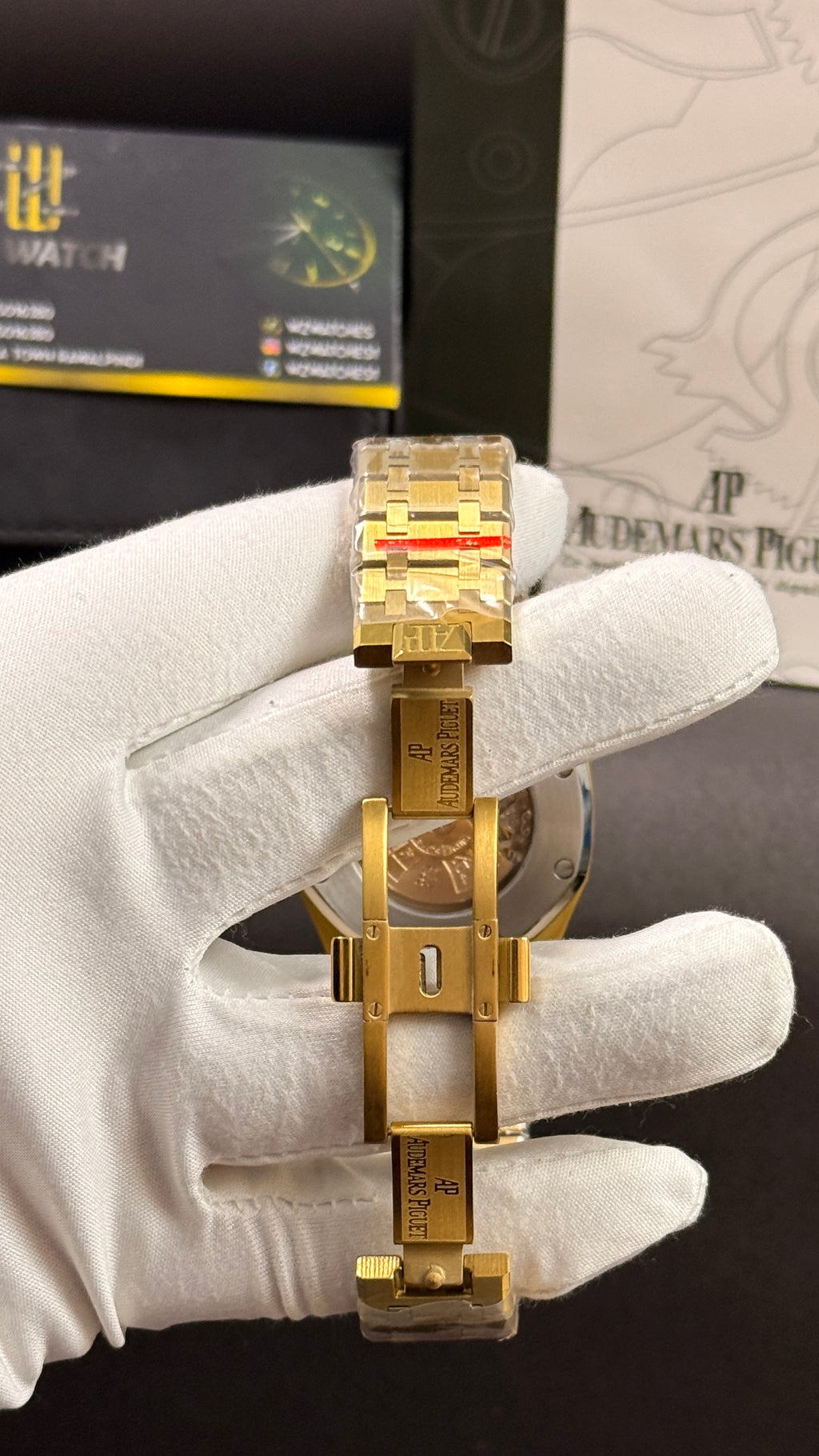 Yellow gold with blue skeleton dial