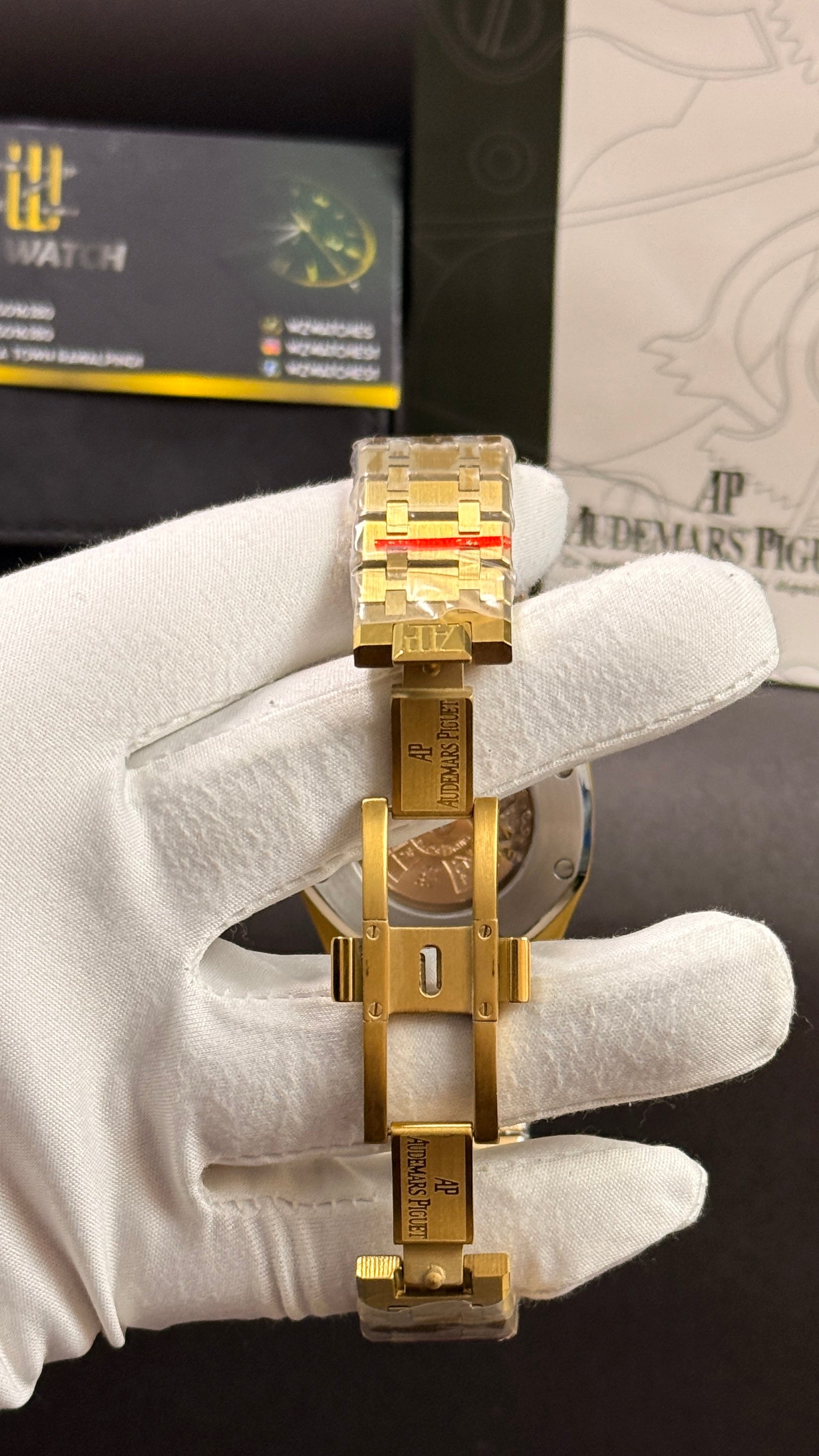 Yellow gold with blue skeleton dial