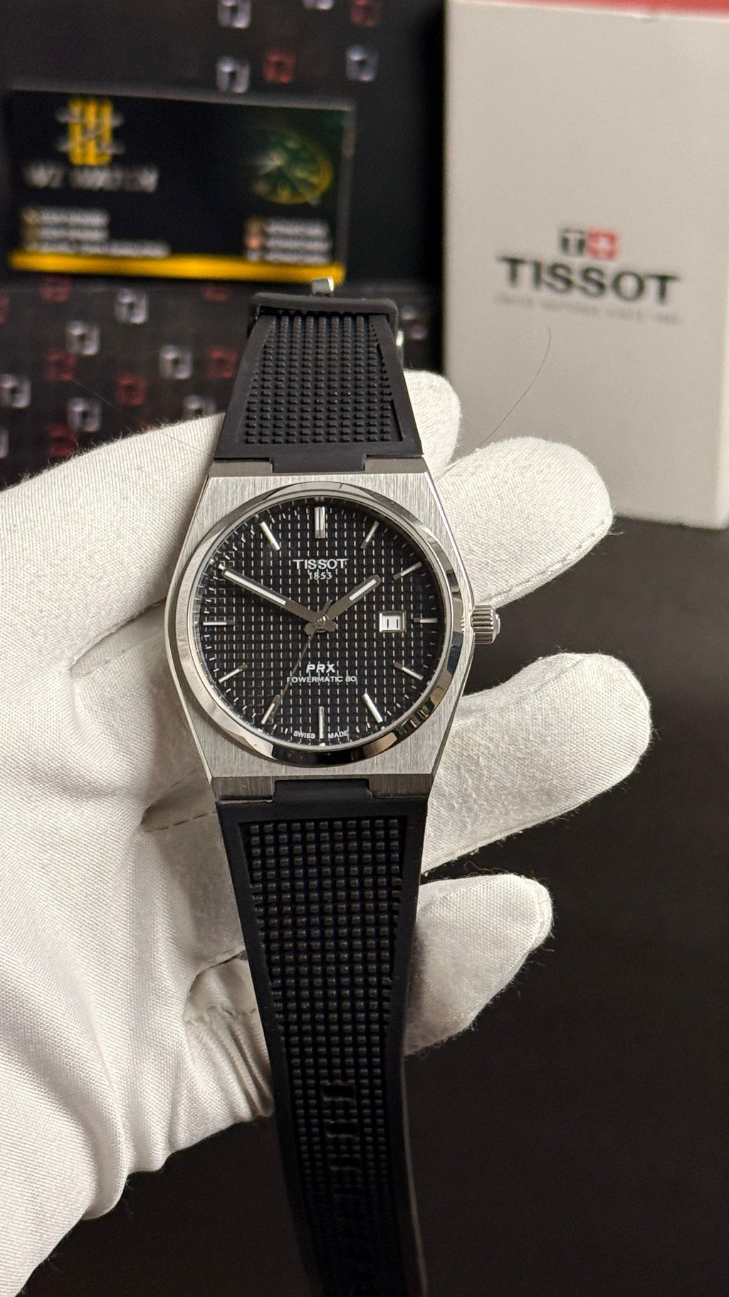 Silver with black dial