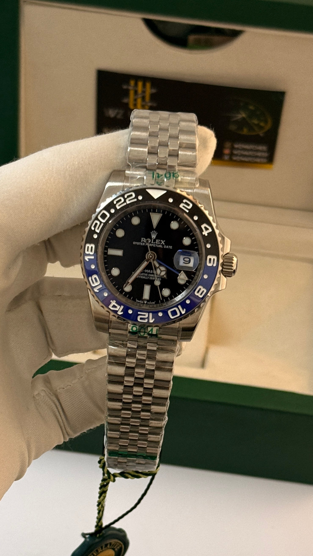 Silver with black Dial.