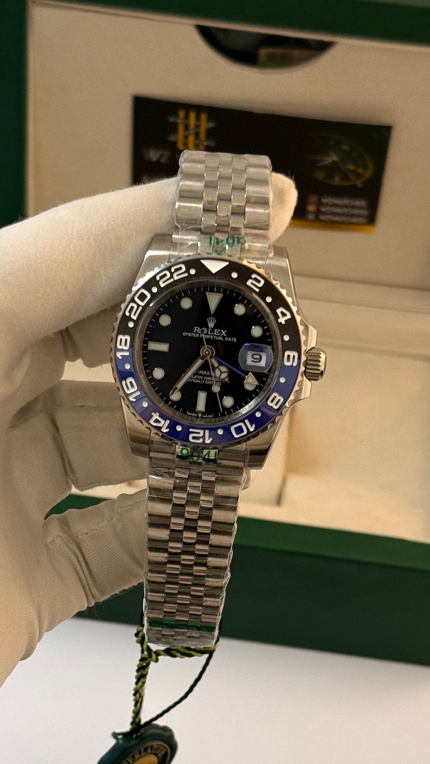 Silver with black Dial.