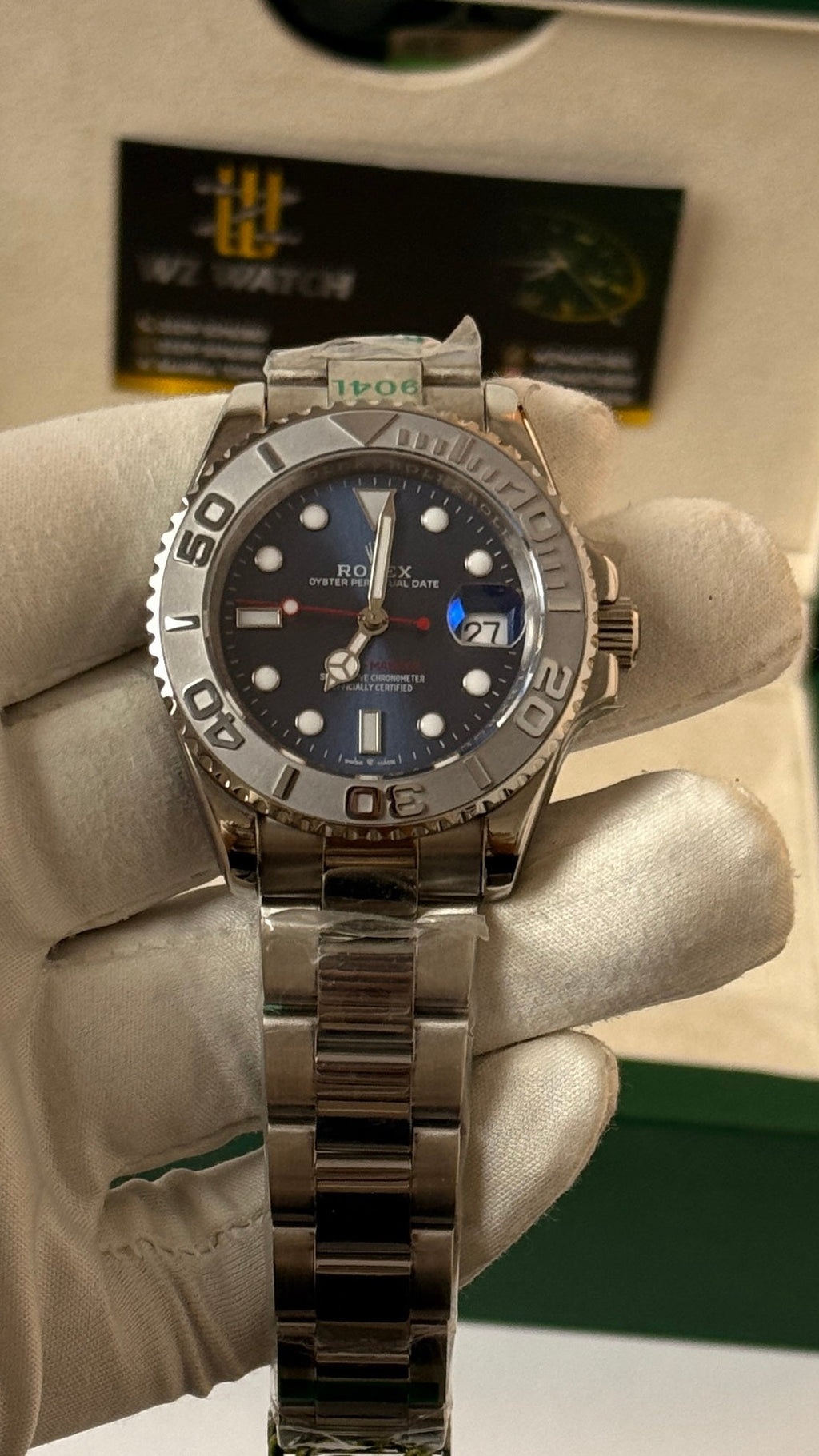 Silver with blue Dial