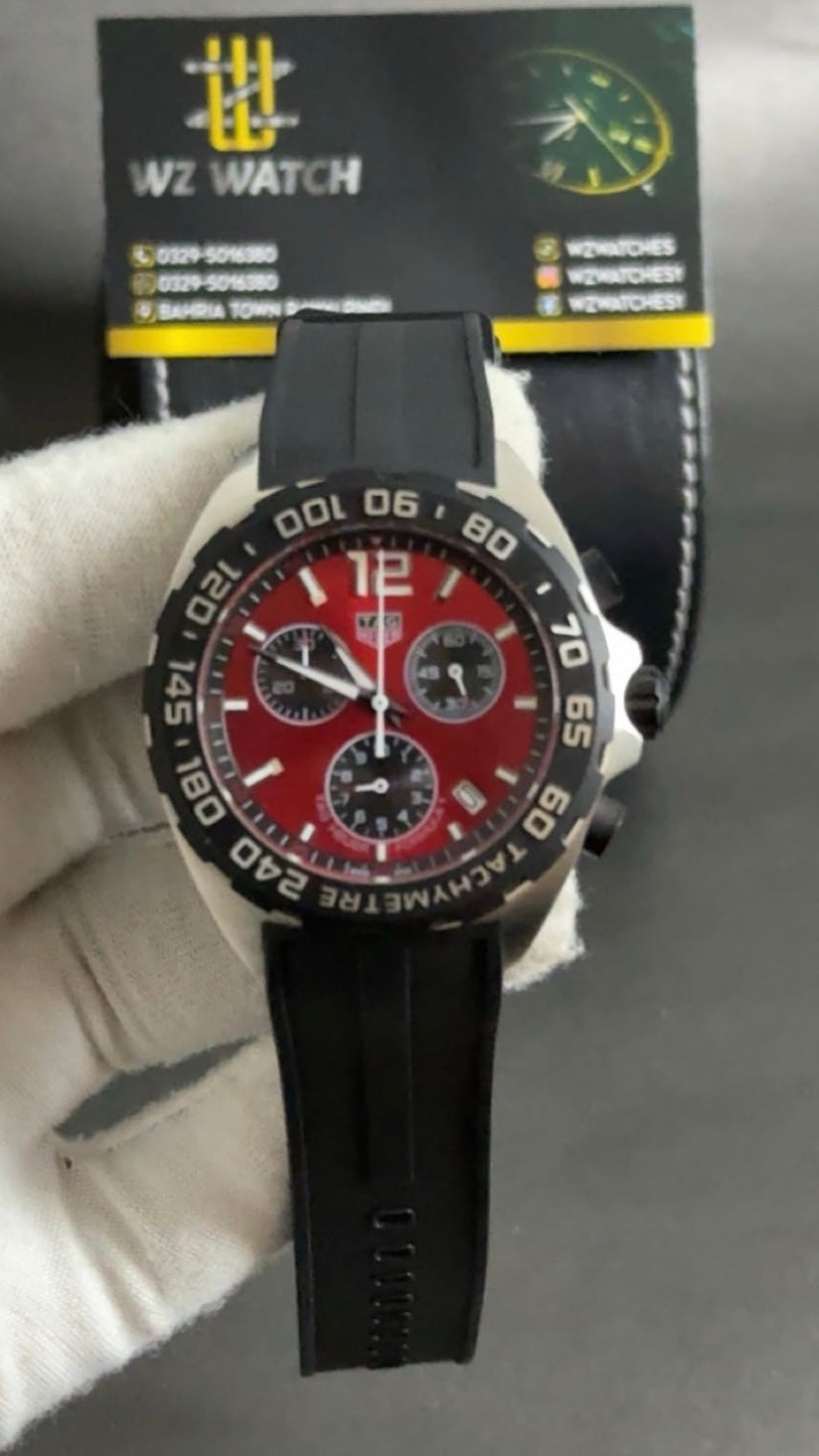 Silver with meroon Dial