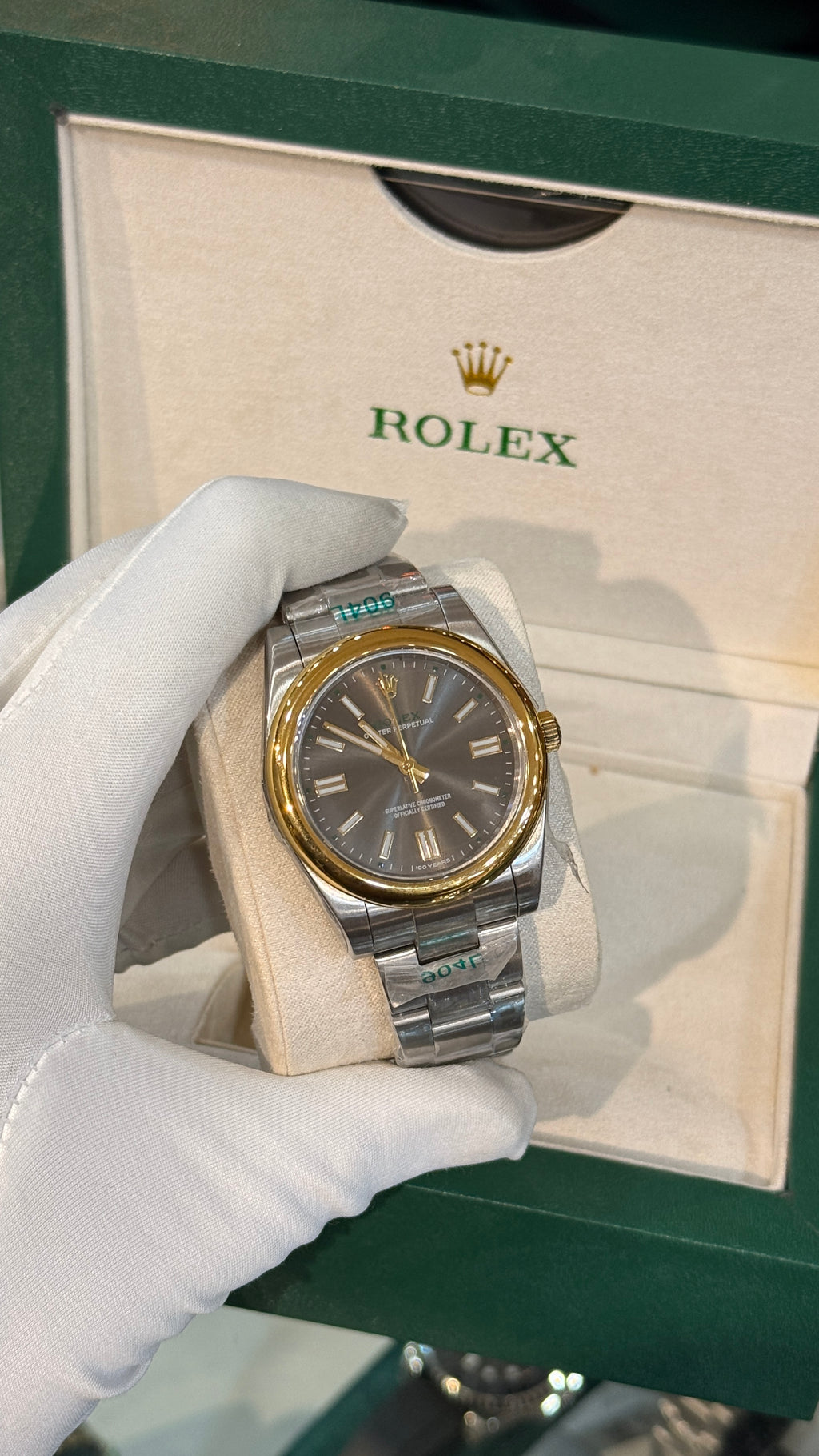 Silver with gray Dial.