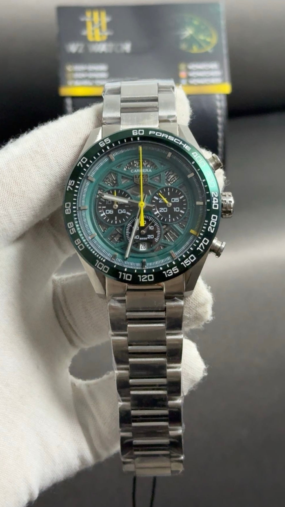 Silver with green Dial