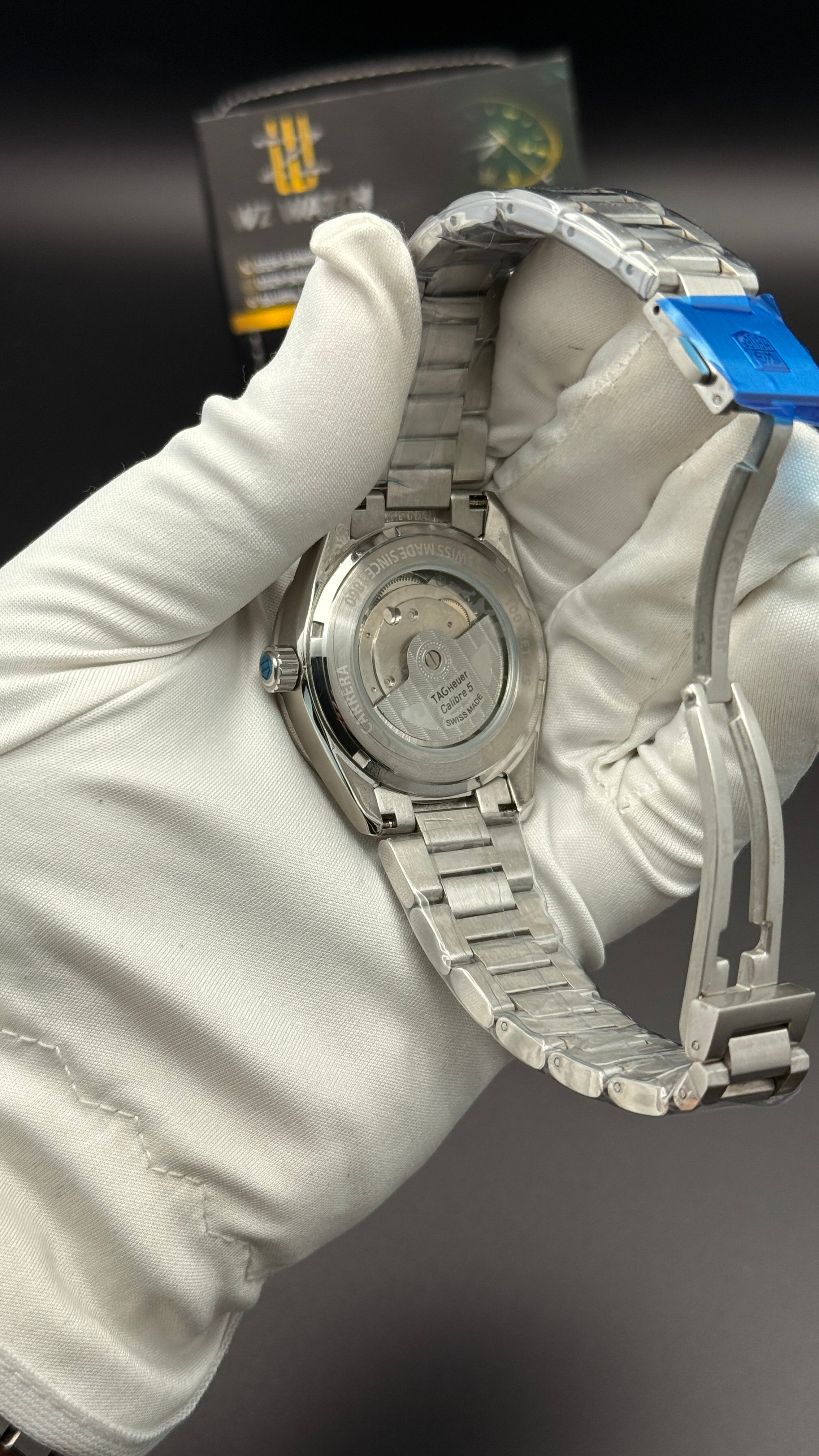 Silver with blue Dial