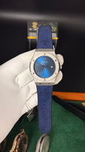 Silver with blue Dial