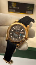 Rose gold with  Dark grey Dial.