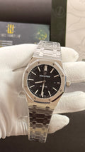Silver with black dial