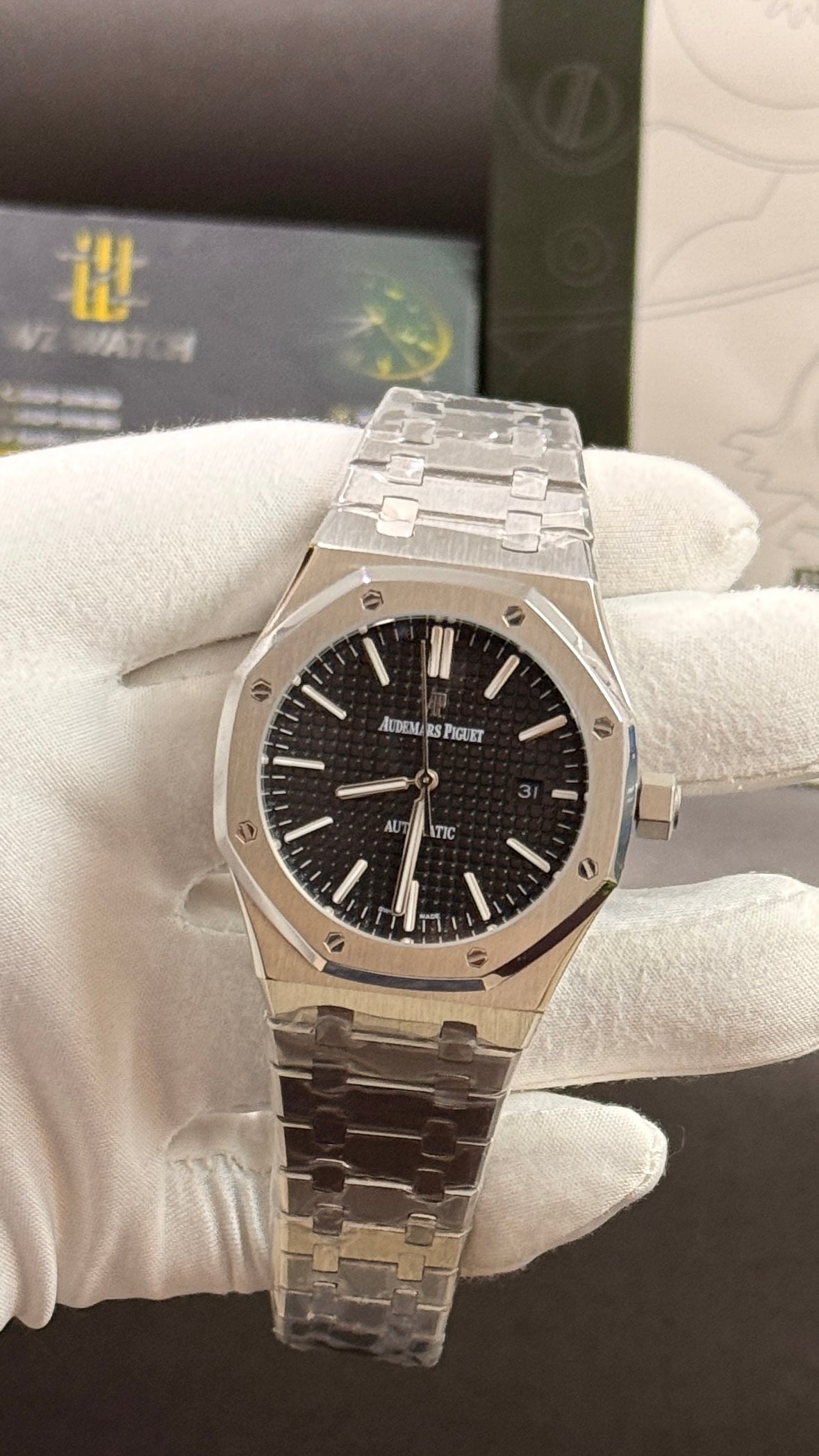 Silver with black dial