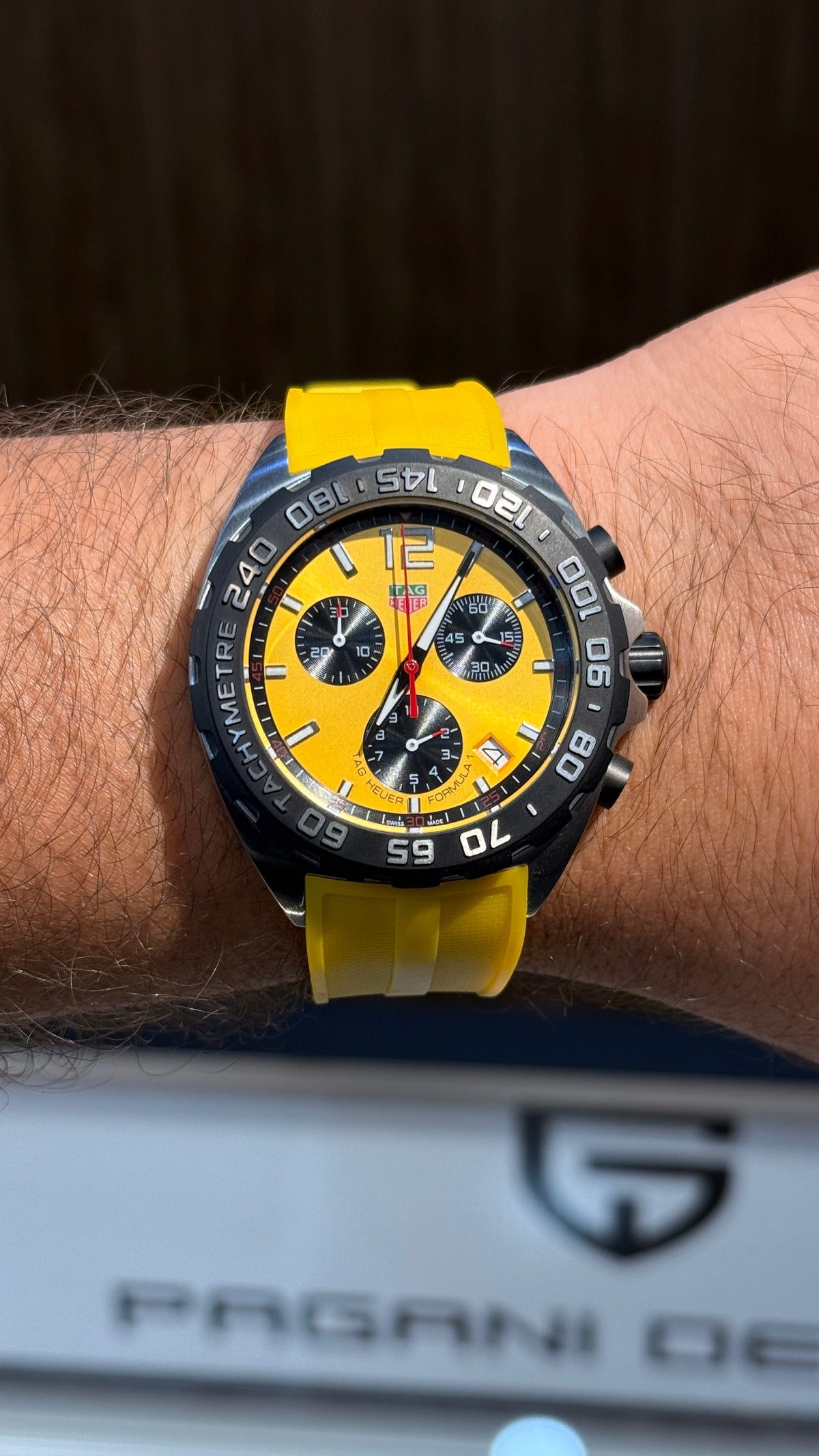 Silver with yellow Dial.
