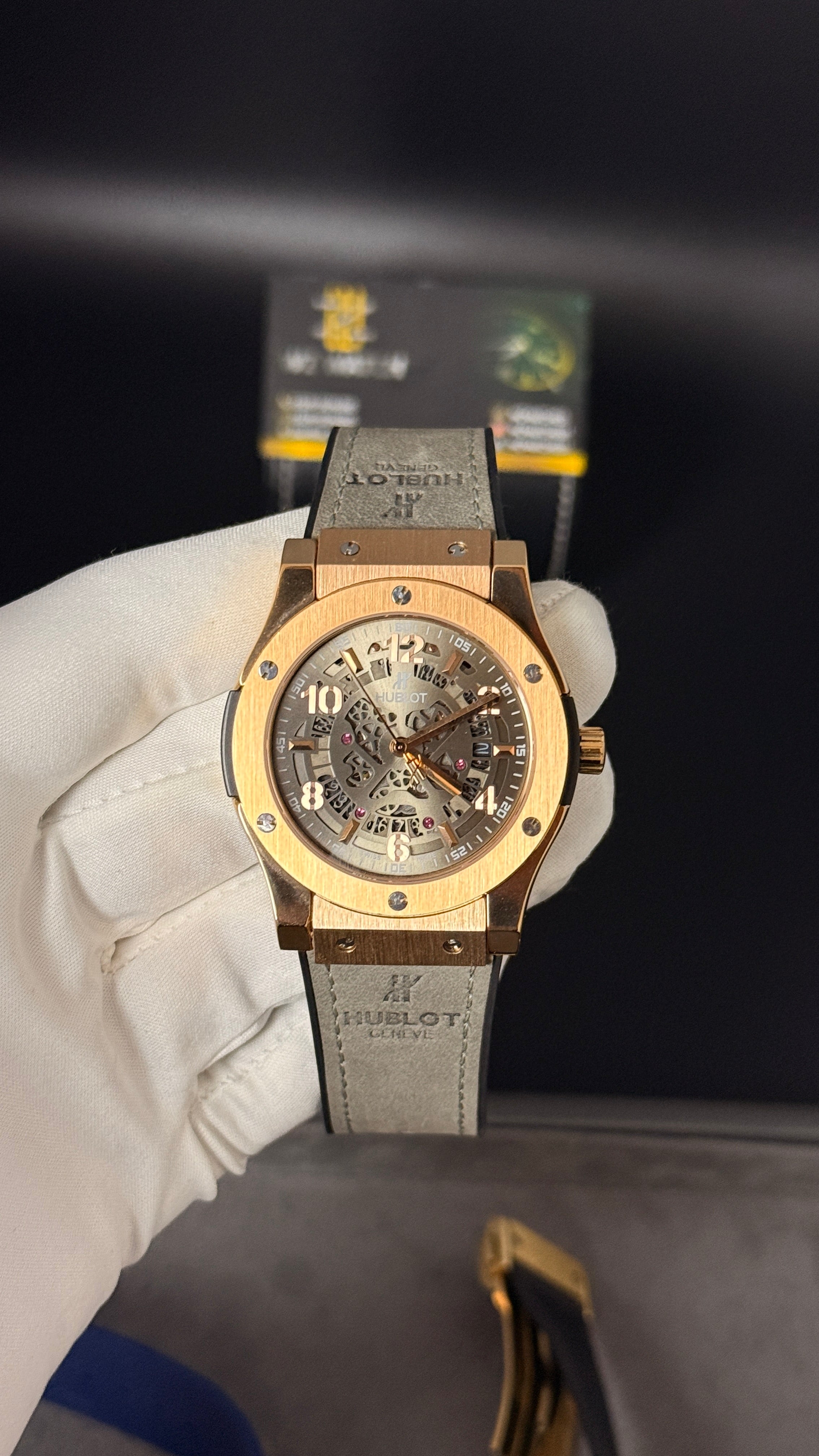 Rose gold with skeleton Dial