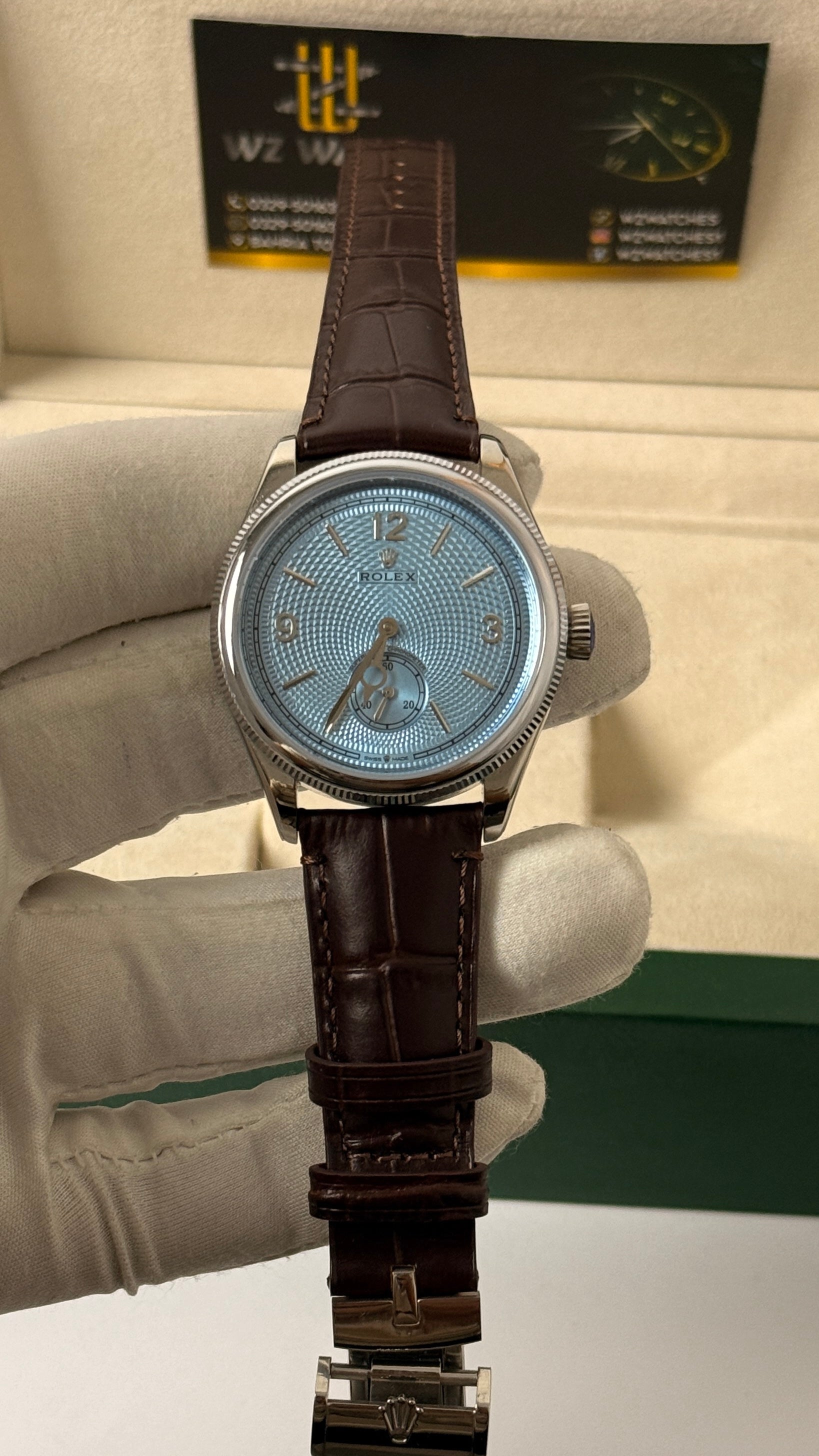 Silver with sky blue Dial