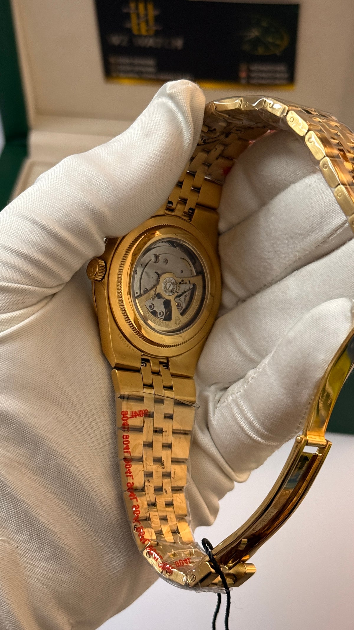 Yellow gold with sky blue Dial.