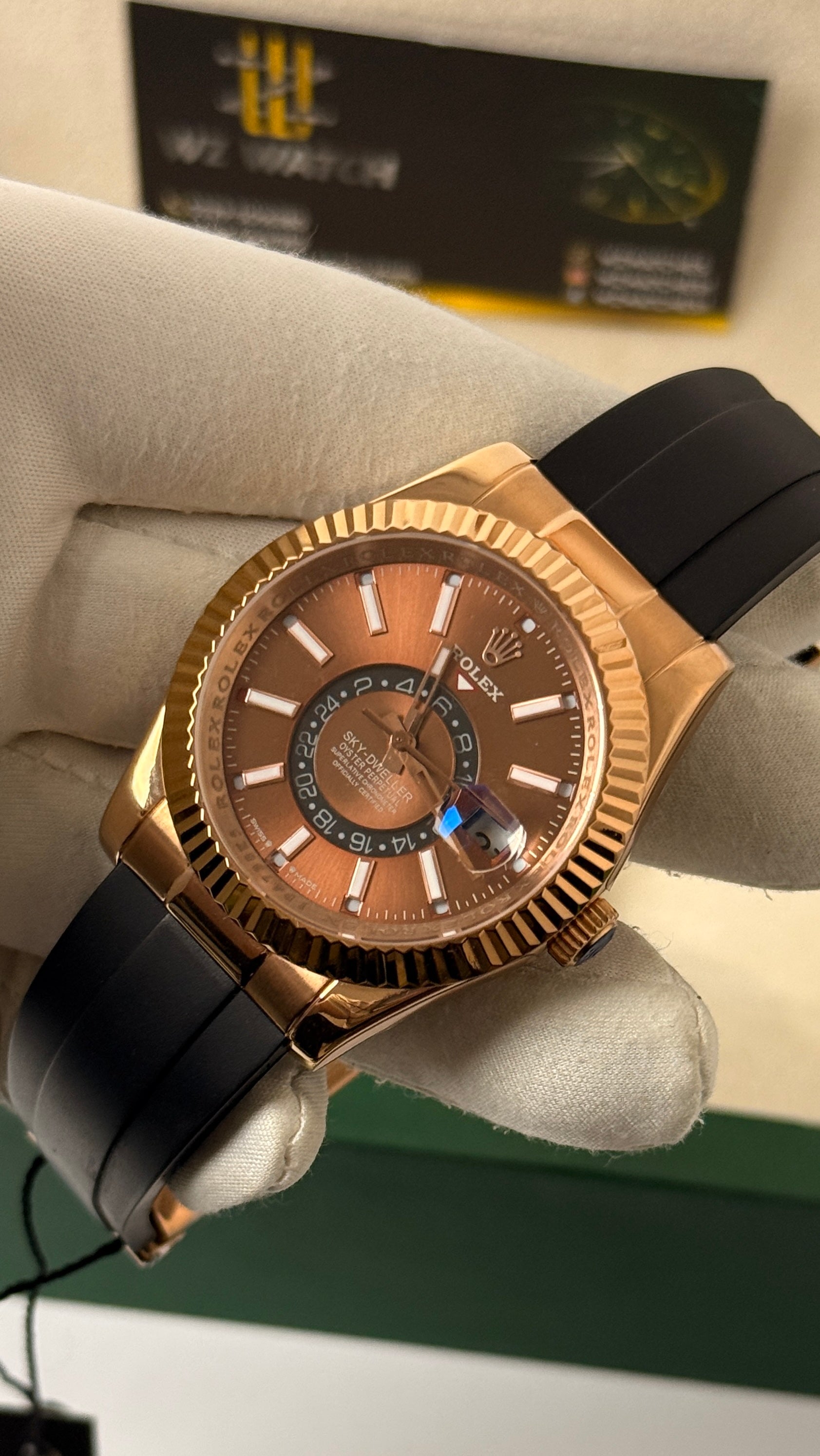 Rose gold with chocolate Dial.
