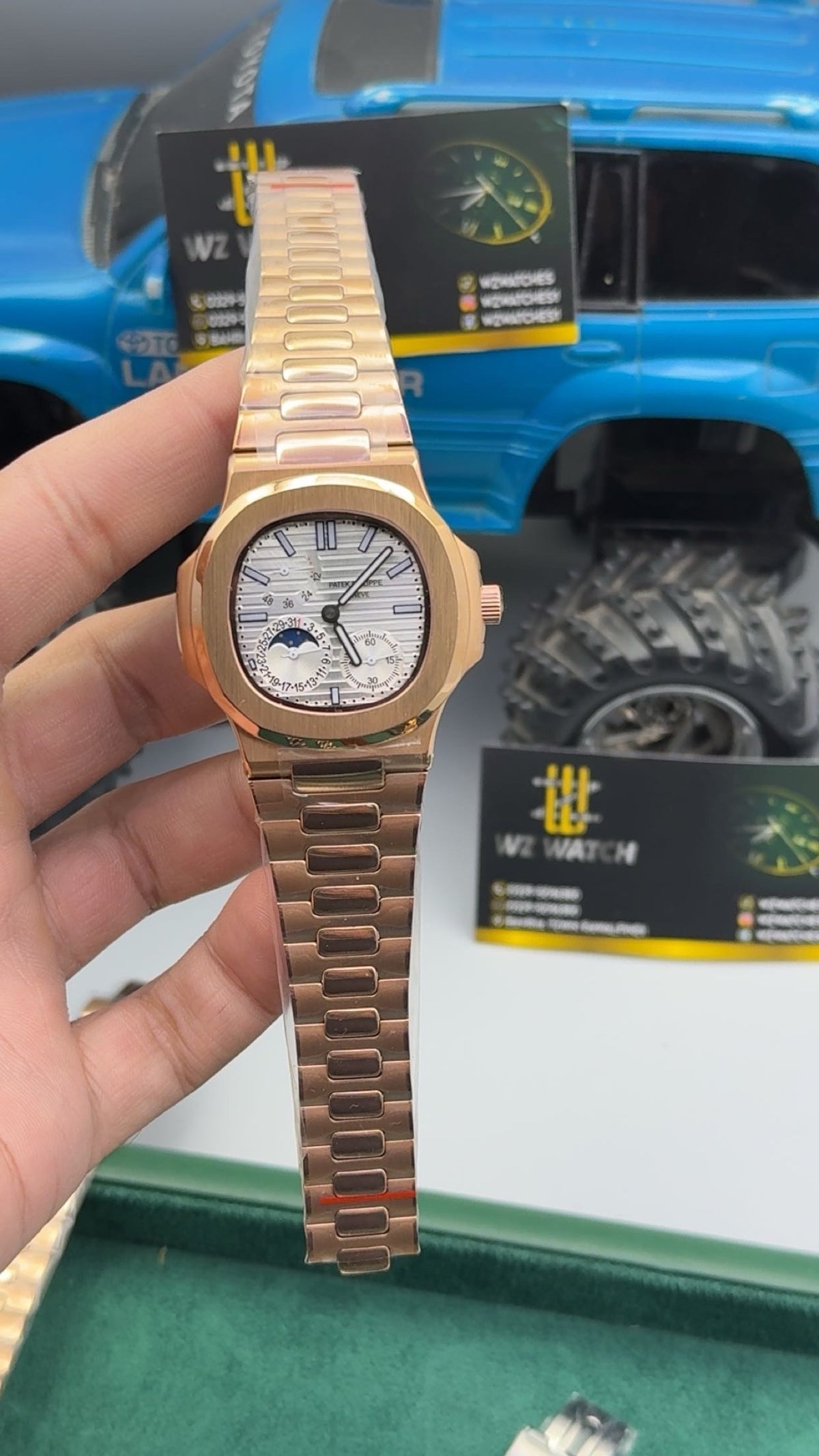 Rose gold  with white Dial.
