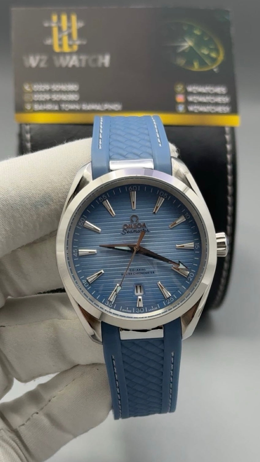 Silver with Blue Dial.