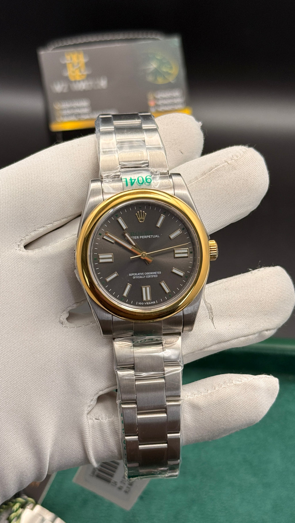 Silver with gray Dial.