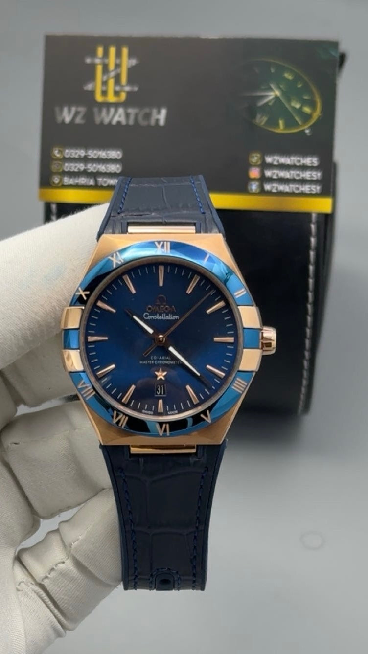 Rose Gold with Blue Dial.