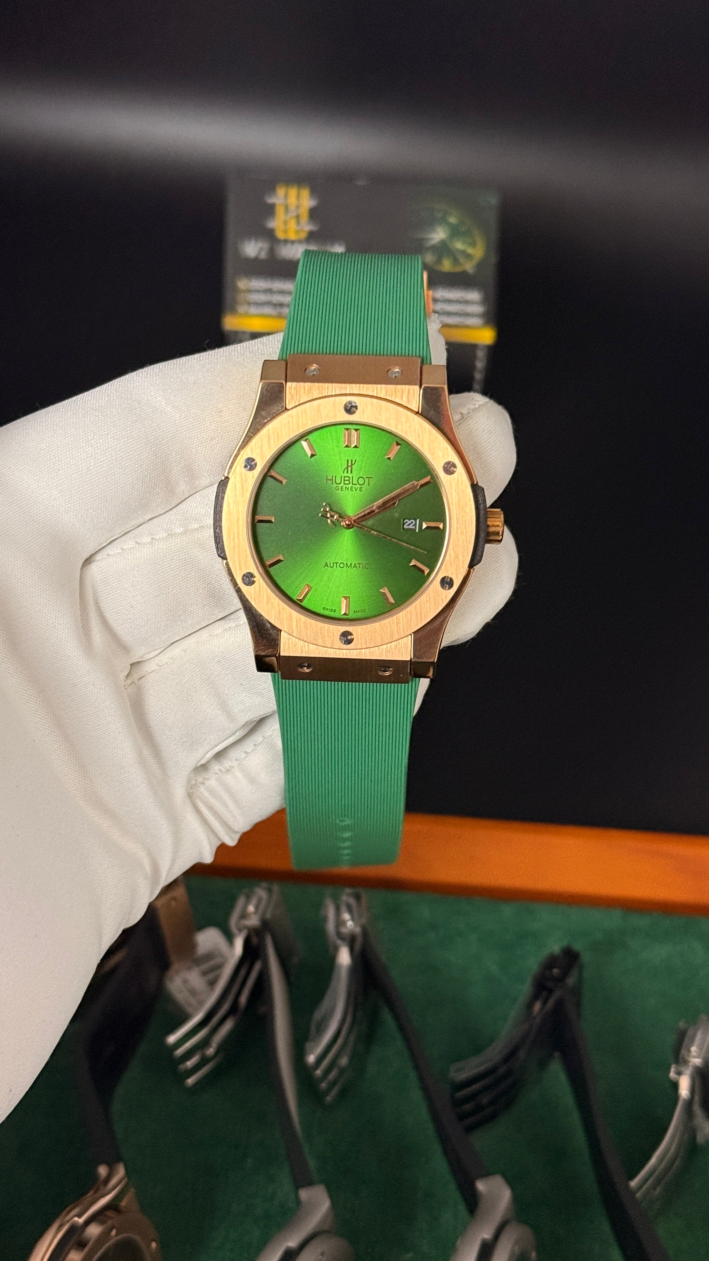 Rose gold with green Dial