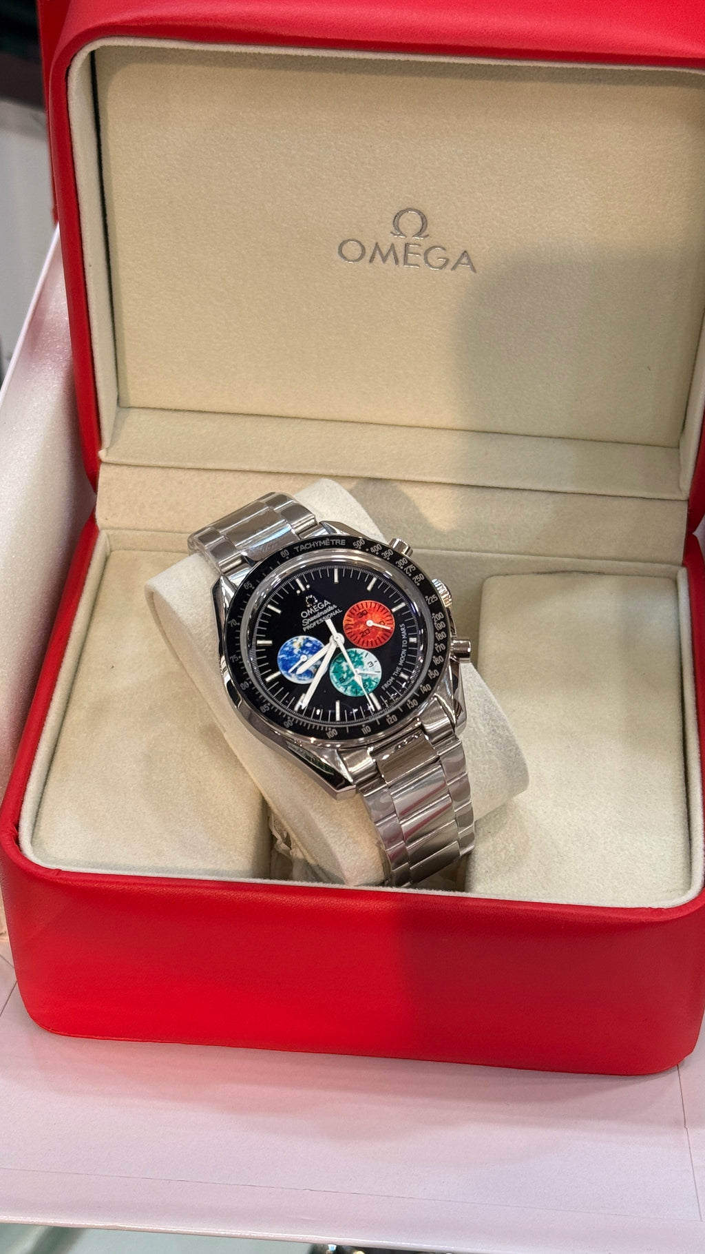Silver with black Dial.