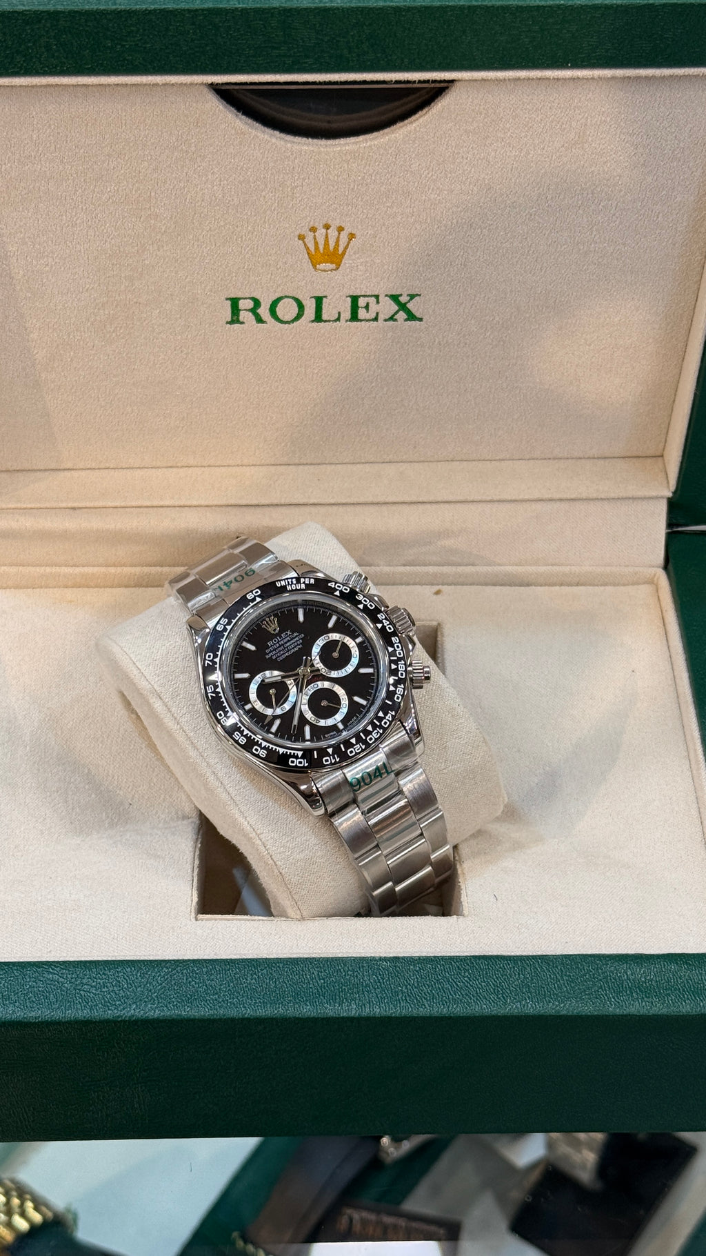 Silver with black Dial.