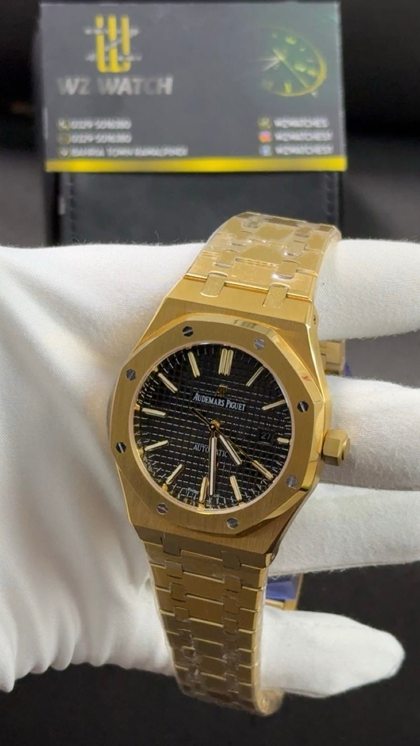 Yellow gold with black dial