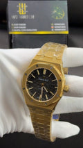 Yellow gold with black dial