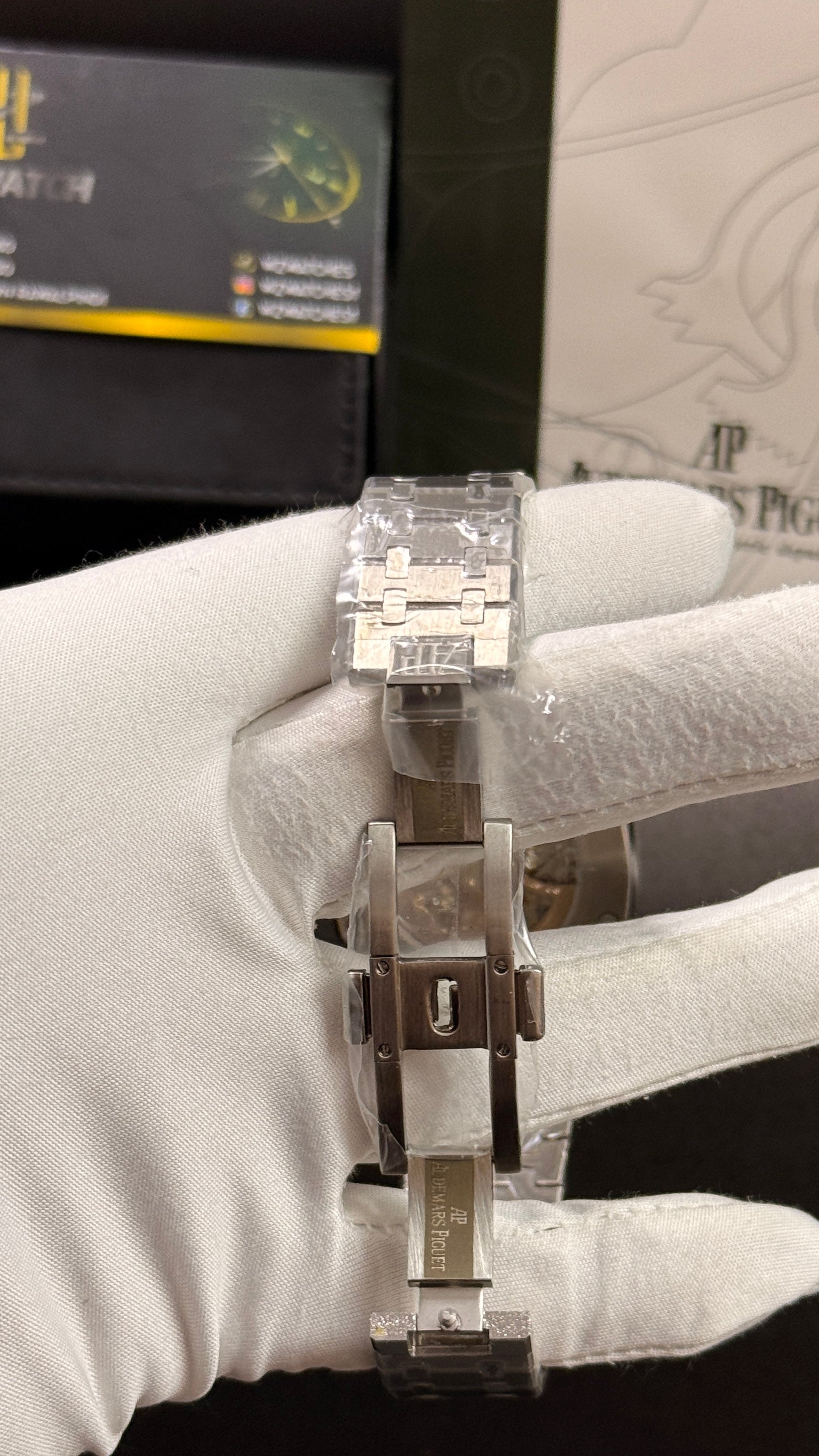 Silver with white skeleton dial