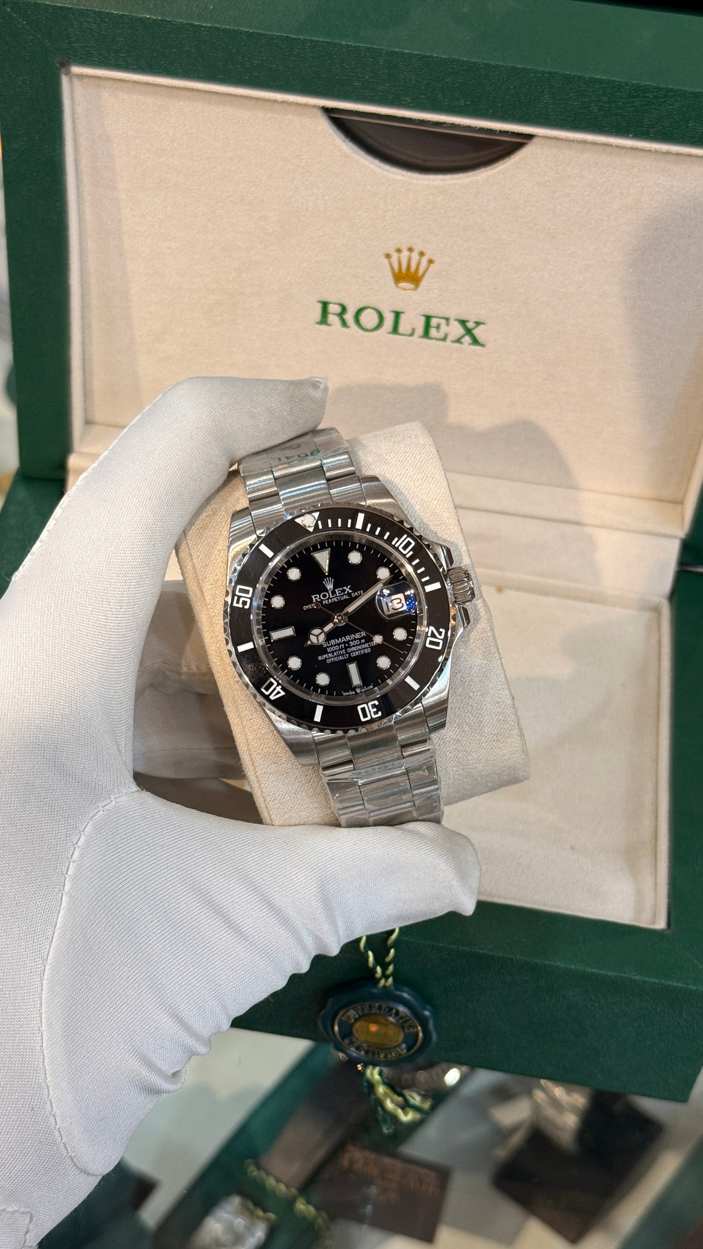 Silver with black Dial.