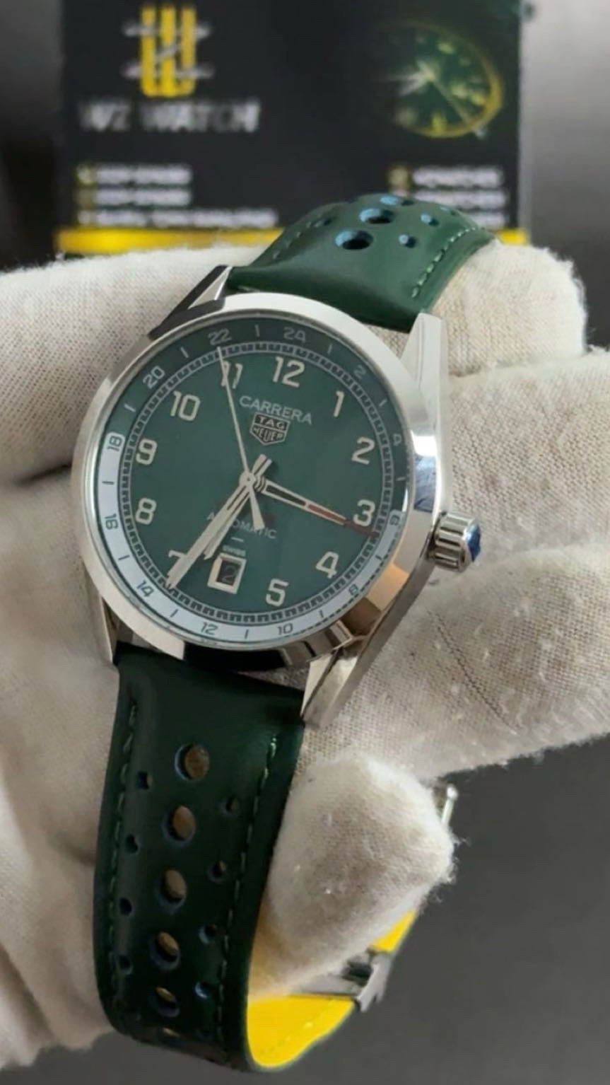 Silver with green Dial