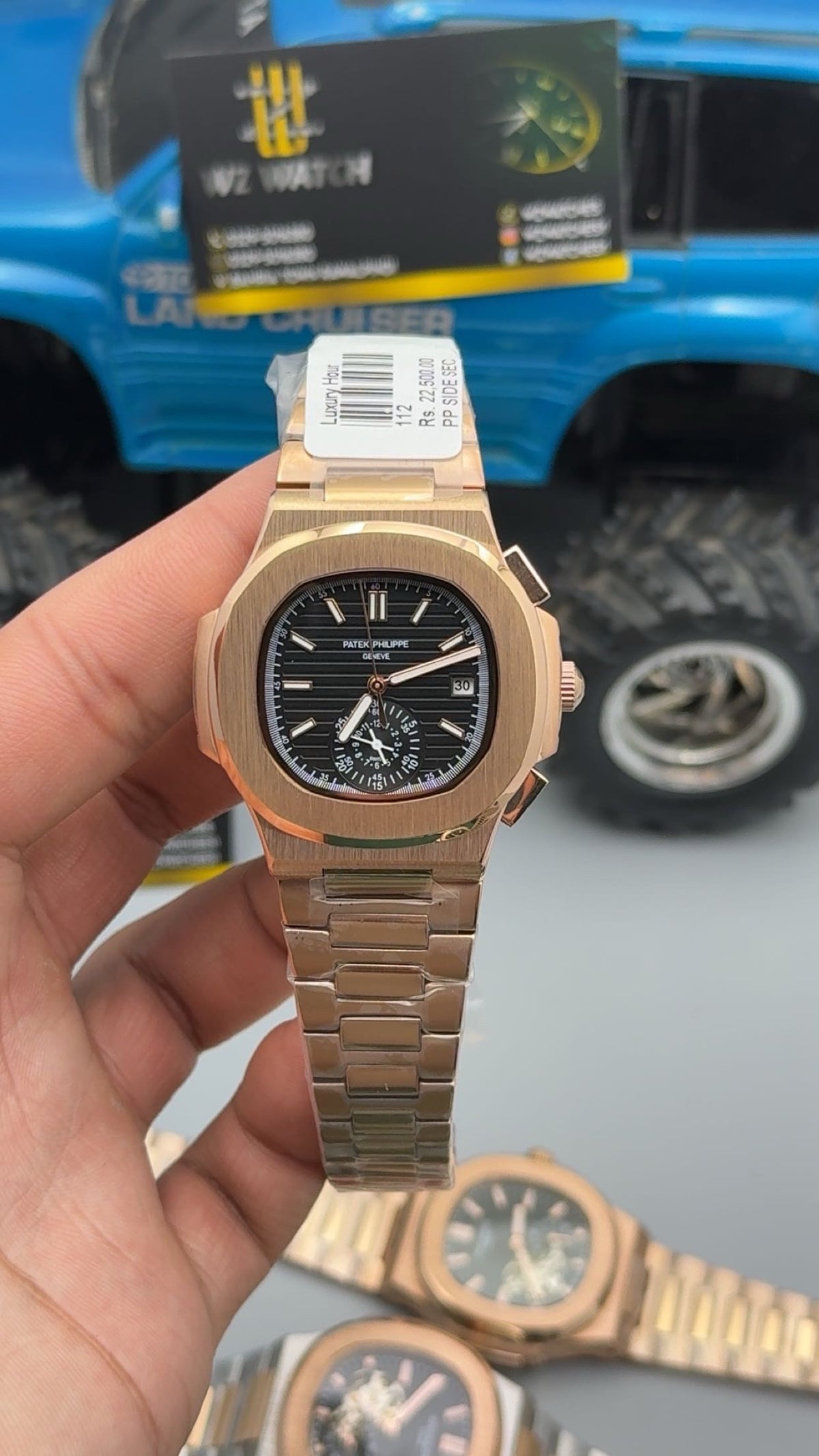Rose gold with black Dial.