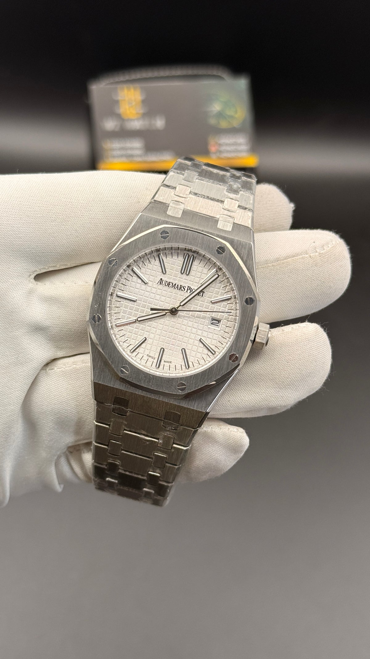 Silver with white Dial.
