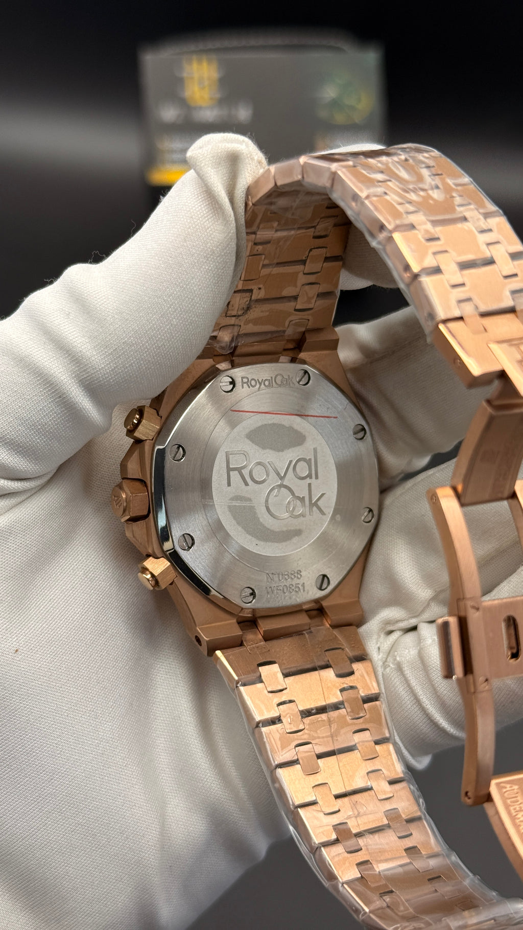 Rose gold with black Dial.