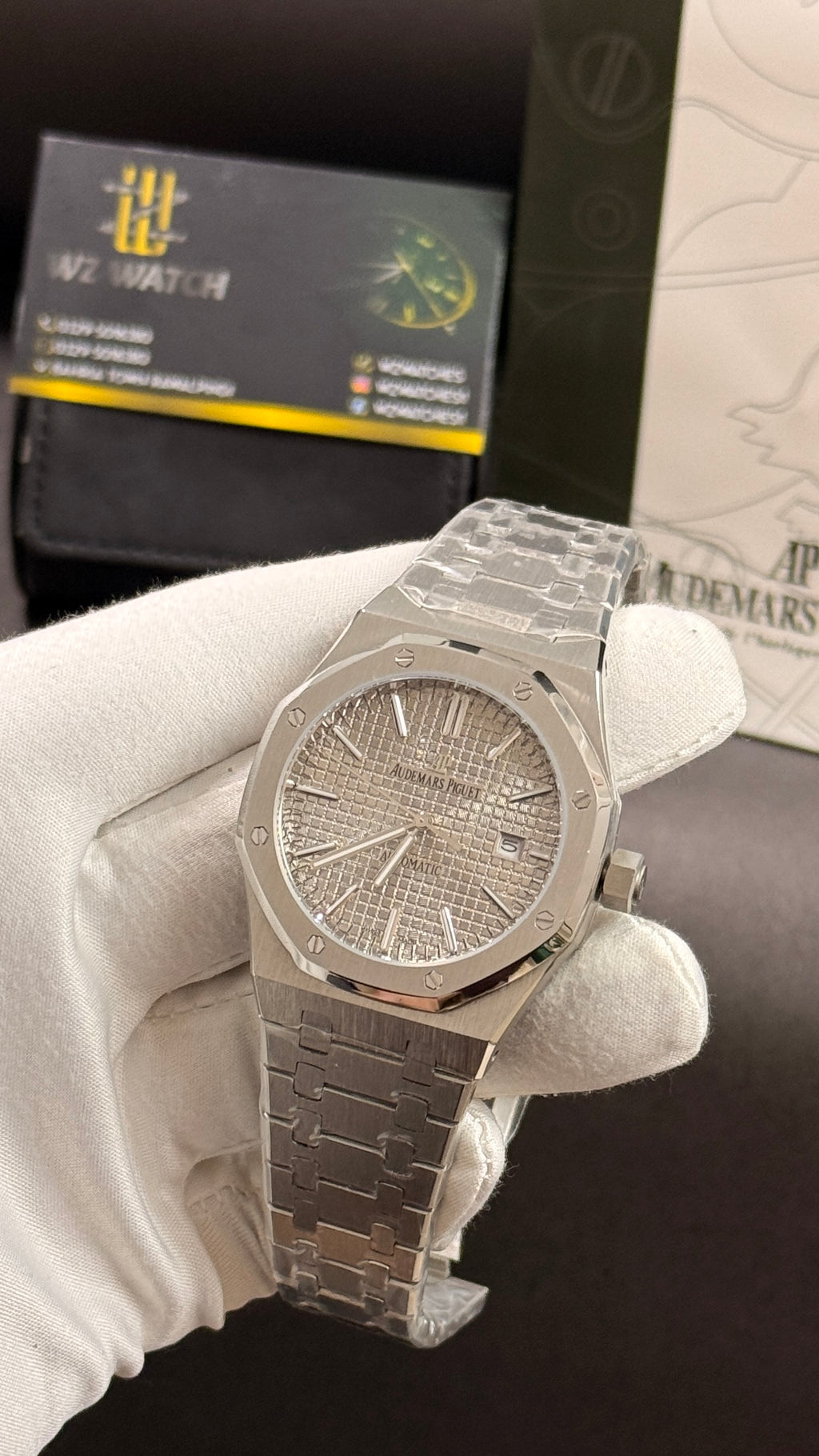 Silver with white dial
