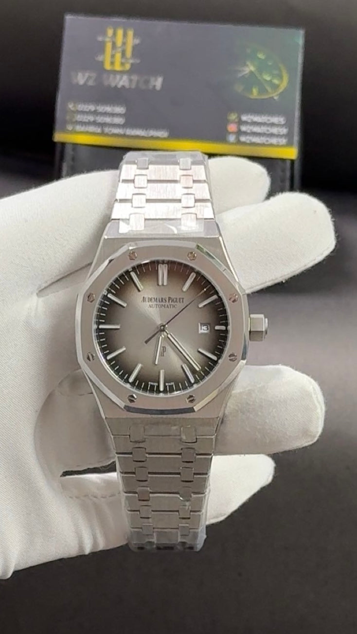 Silver with grey dial