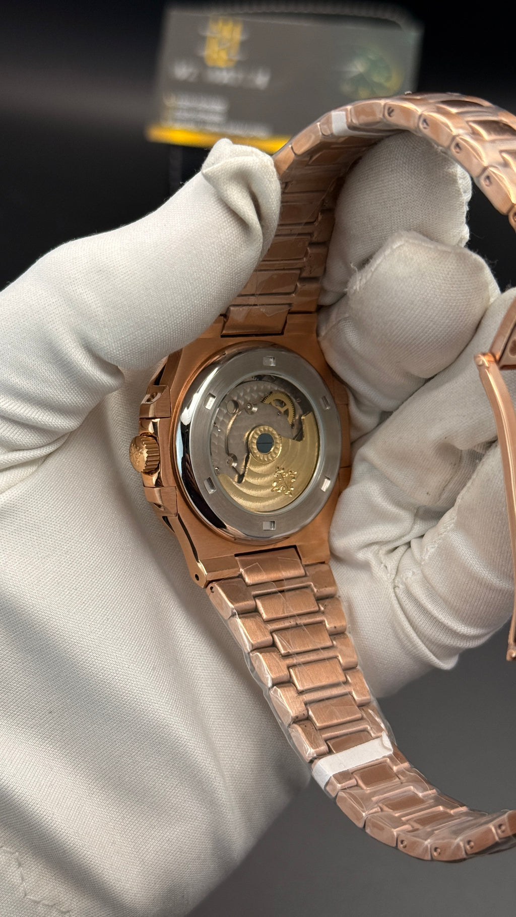 Rose gold with green Dial.
