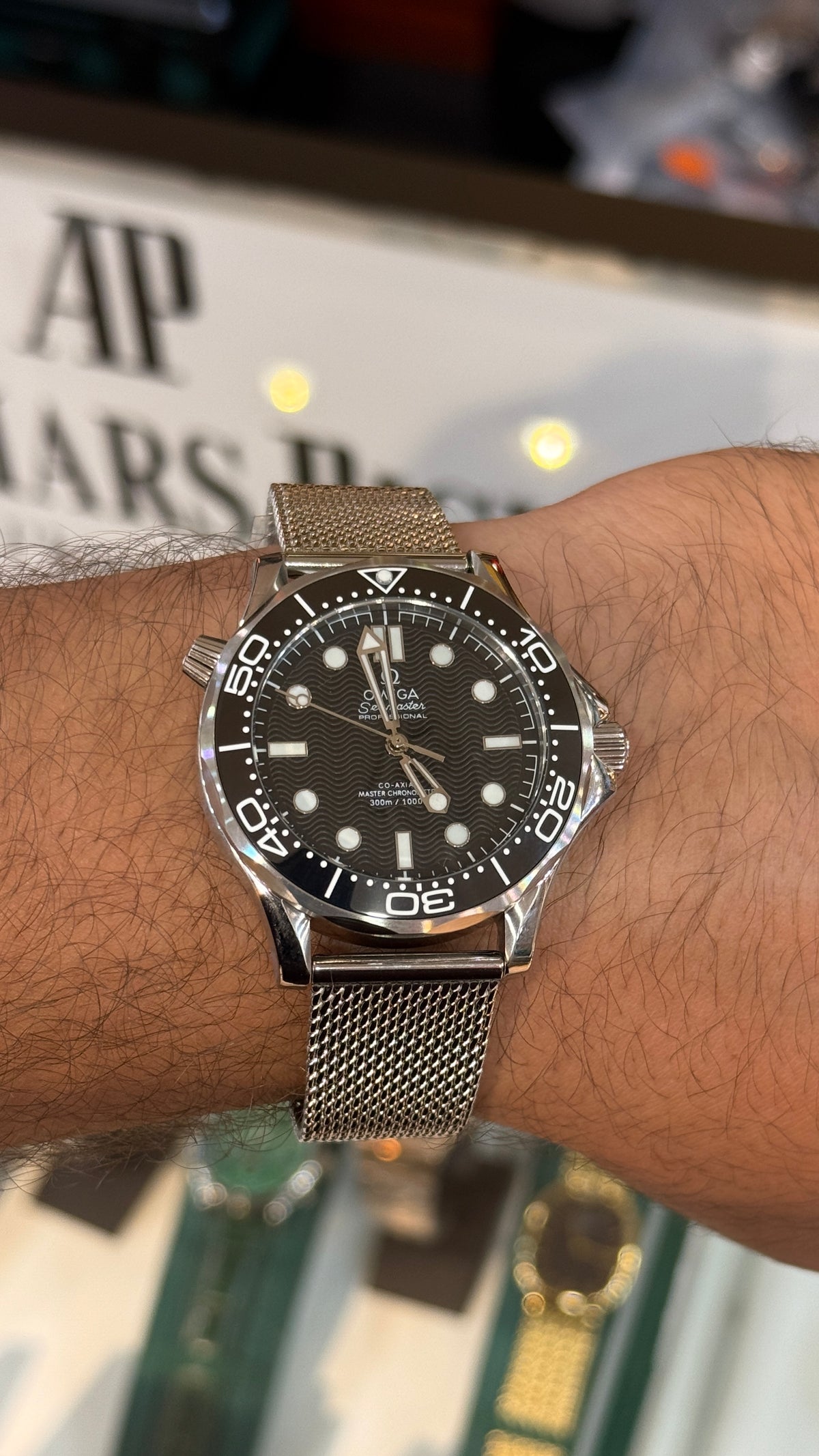 Silver with black Dial.