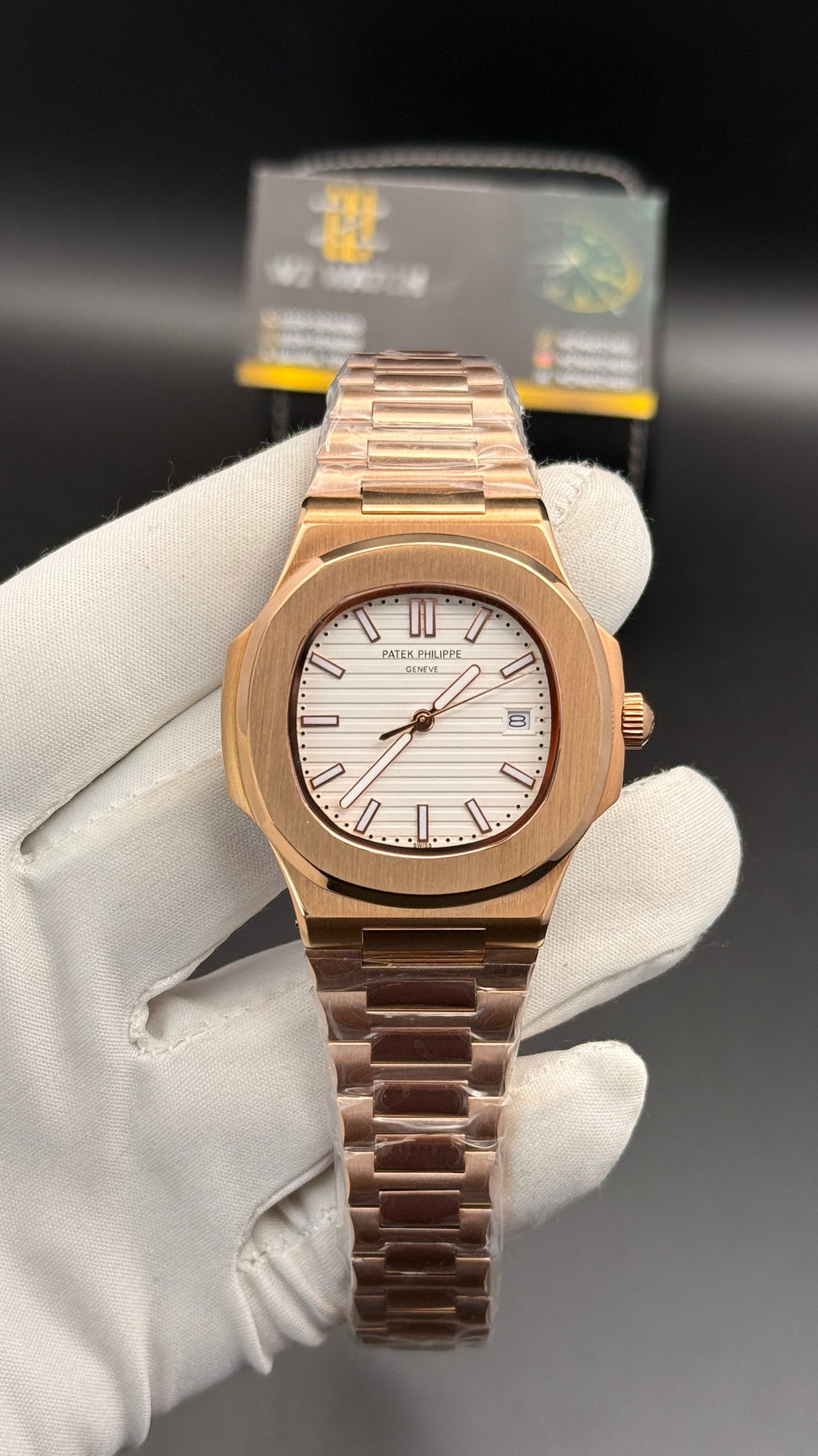 Rose gold with white Dial.