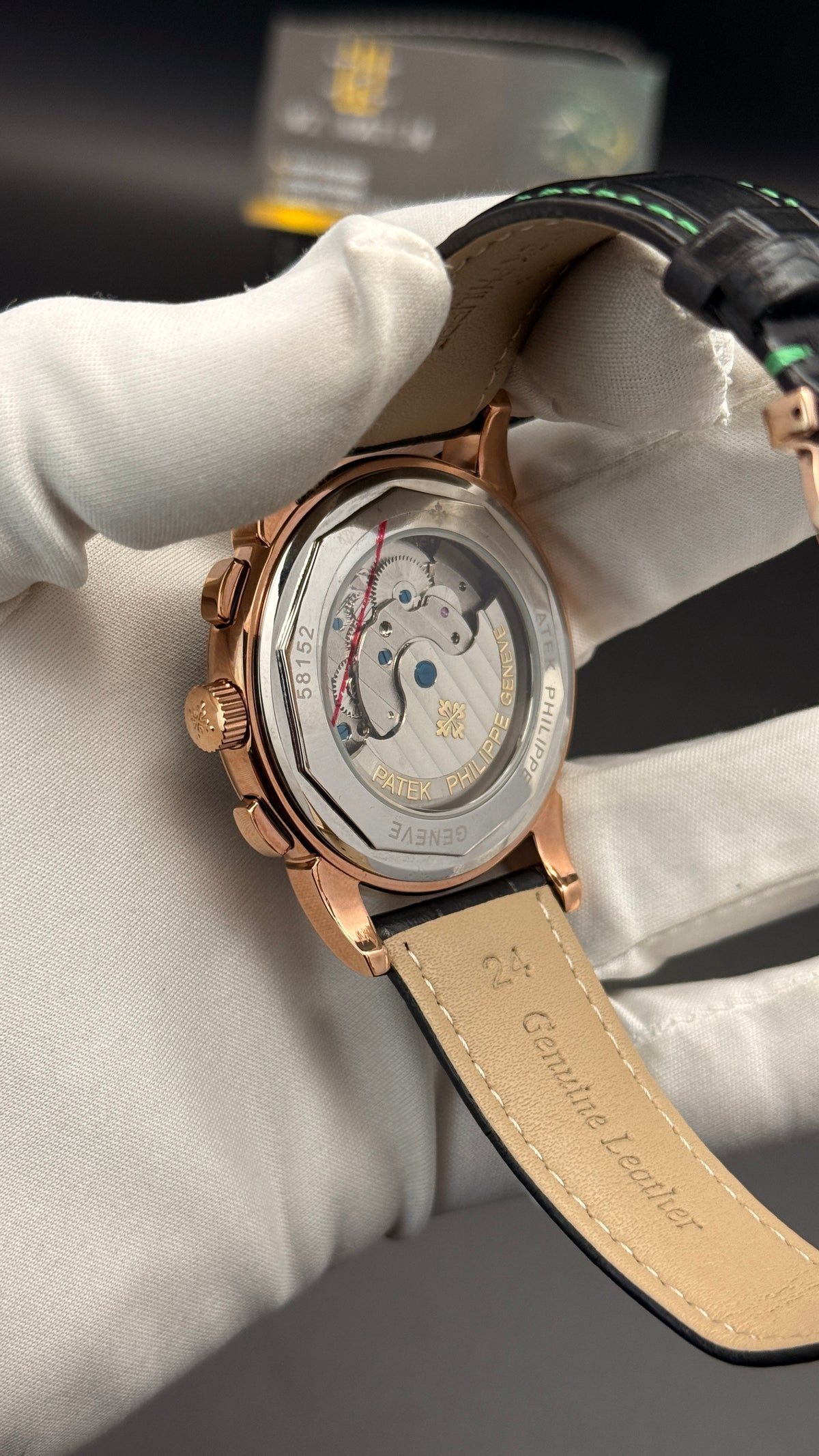 Rose gold with green Dial.