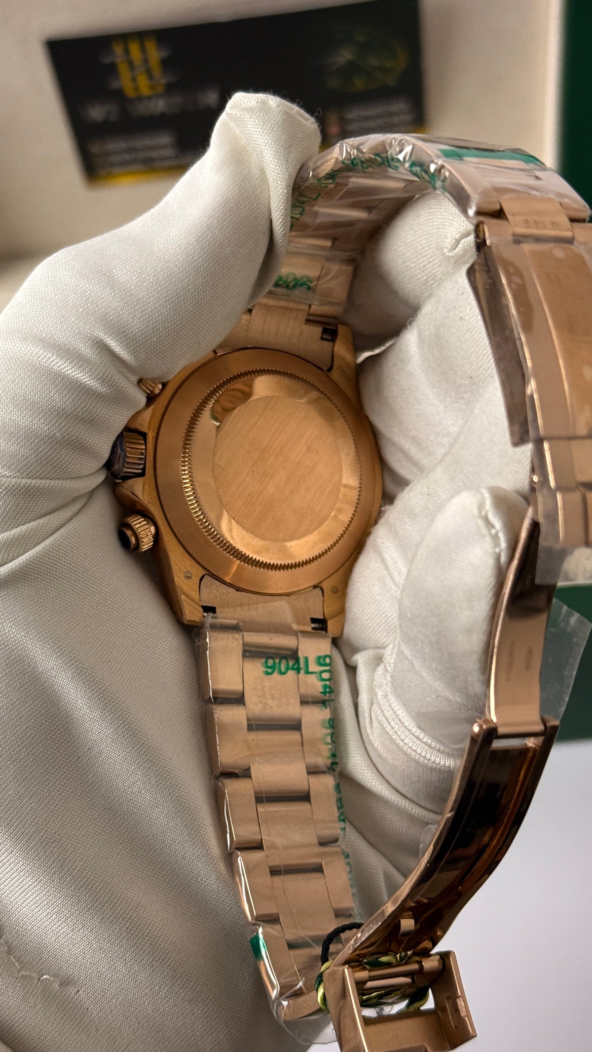 Rose gold with chocolate dial
